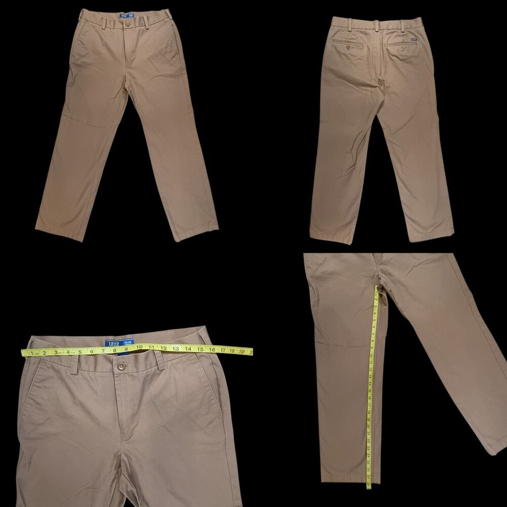 Izod Men American Chinos DarkDuck Khaki Straight Leg Pants Size 32/30